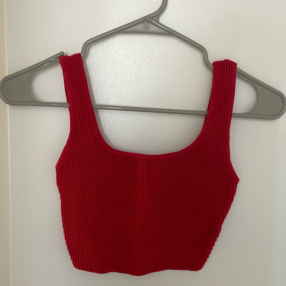 Babaton sculpt knit square neck cropped tank